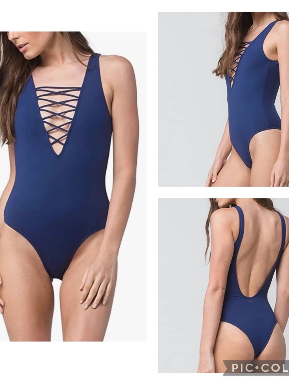 Rip Curl Deep Navy One-Piece Swimsuit with Crisscross Front